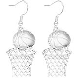 Pendientes de baloncesto para mujeres y niñas, regalos temáticos de baloncesto para adolescentes, aretes de aro de baloncesto, Acero inoxidable, No es una piedra preciosa