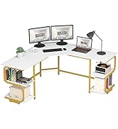Teraves Modern L Shaped Desk with Shelves,Computer Desk/Gaming Desk for Home Office,Corner Desk w...
