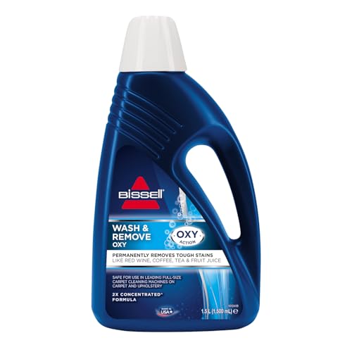 BISSELL Wash & Remove Deep Clean + Oxy, For Upright Carpet Cleaners, Permanent Stain Removal, 1.5L, Carpet Cleaning Solution, 1265E