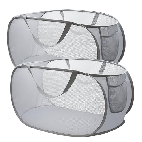 Xiaoxiaozhijia 2 Piezas Cesto Ropa Plegable,36 36 58 Cm,Cesta Plegable Con Asa,Bolsa De Malla De Lavandería Pop Up Para La Guardería Dormitorio De La Universidad Camping Y Viajar Gray Xiaoxiaozhijia 2 Piezas Cesto Ropa Plegable,36 36 58 Cm,Cesta Plegable Con Asa,Bolsa De Malla De Lavandería Pop Up Para La Guardería Dormitorio De La Universidad Camping Y Viajar Gray