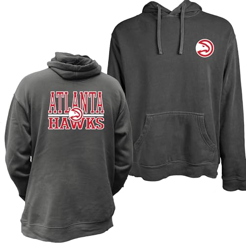 Blue 84 Atlanta Hawks NBA Officially Licensed Hooded Sweatshirt Vintage Ringspun Front/Back Black, Medium