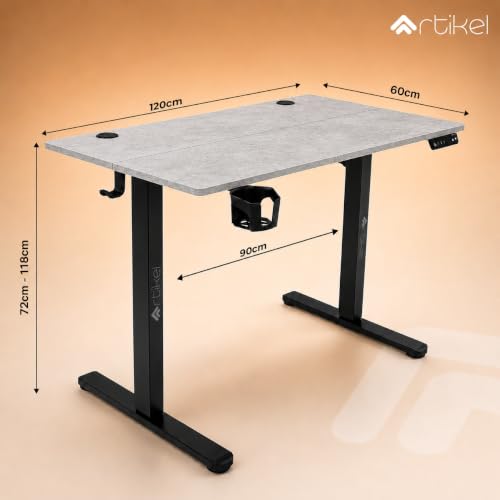 Image of ARTIKEL Artidesk Eco-Neo Height Adjustable Table for Office Work 120x60cm | Electric Standing Desk | Ergonomic Sit Stand Workstation | USB-A & Type-C Charging | 3 Memory Presets | 80kg Load Capacity