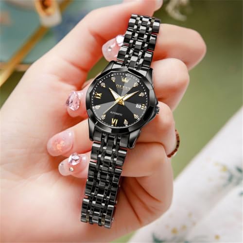 OLEVS Womens Automatic Watches Diamond Stainless Steel Self Winding Ladies Dress Wrist Watches Luminous Waterproof2