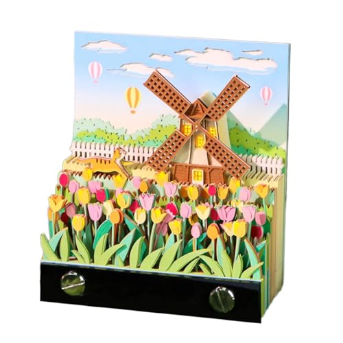 2026 カレンダー回転紙アートウィークリープランナー内蔵ライト & 引き裂き可能なノートオフィスデッキホリデーギフトカレンダー筆記用具