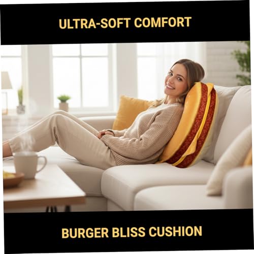 Almohada de hamburguesa anticuello rígido cojín de felpa ergonómico sofá 4