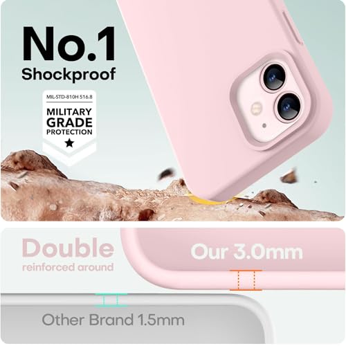 Image of LOVE 3000 Designed for iPhone 12 Case /iPhone 12 Pro Case, Premium Silicone with [Soft Anti-Scratch Microfiber Lining] Shockproof Protective Phone Case for Men Women Girls 6.1 inch, Chalk Pink