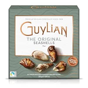 GuyLian Belgian Chocolate Seashells Gift Box (22 Pieces) - Milk Chocolate with Hazelnut Praliné Filling