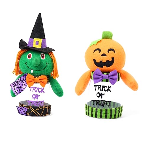 Anneome Mini Halloween Candy Holders 4 Pack Pumpkin Cookie Jar Set Plastic Candy Jars for Halloween Decor