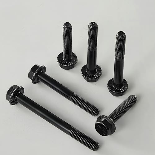 Image of M8 x 35mm Flanged Hex Head Bolts Flange Hexagon Screws, M8x1.25 Bolt, 10.9 Grade Alloy Steel, Hexagon Head Bolts, Black Zinc Finish, Full Thread, Quantity 10