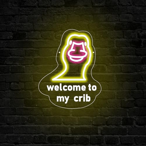 Image of Welcome to My Crib Neon Sign, Baby Shower LED Sign, USB Powered Brightness Adjustable Control for Bedroom Wedding Birthday Party Room Decoration Gift (15.7 * 8.6 inches)