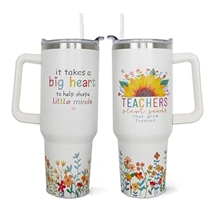 ZNYYZYBA 40oz Teacher Tumbler with Handle – Teacher Gifts for Women Birthday Christmas Gift for Teacher, 40 oz Tumbler with Handle and Straw, Insulated Travel Teacher Coffee Mug