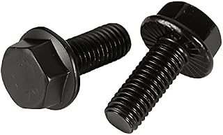 M6 x 25mm Flanged Hex Head Bolts Flange Hexagon Screws, Alloy Steel 10.9 Class, Black Oxide Finish, 25 PCS