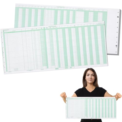 Skyygemm 20 Pcs General Expense Journal Sheet 25 3/8" x 11" Ledger Sheets Cash Disbursement Journal Accounting Sheets General Disbursement Payroll Combo and Ledger Paper Note The Hole Position