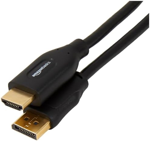 Amazon Basics DisplayPort to HDMI Display Cable, Uni-Directional, 4k@30Hz, 1920x1200, 1080p, Gold-Plated Plugs, 6 Foot, Black
