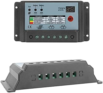 Dhouse Dual Battery Solar Charge Controller Regulator 20A Batteries Solar Regulator for RVs Caravans and Boats Batteries or Battery Banks