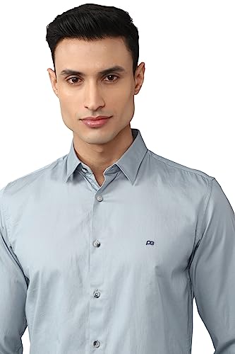 Image of Peter England Men's Slim Fit Full Sleeve Casual Shirt in Twill Weave Cotton