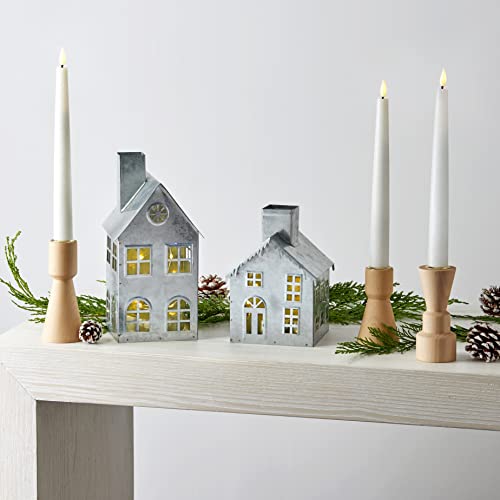 Lamplust Wood Candle Holders For Taper Candlesticks - 3 Pack Of Modern Wooden Candlestick Holders, Assorted Height, Brass Accents, Candle Holder For Wedding Centerpieces, & Valentines Day Decorations #TOP5