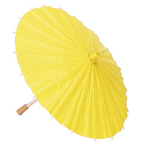 Blaihild Blank Paper Umbrella for Painting 9.1 Inch Height Wood Handle DIY Craft for Wedding Decor Centerpieces, Acrylic Paint Watercolor Pens Art Activity for Classroom Party Favor (Yellow)