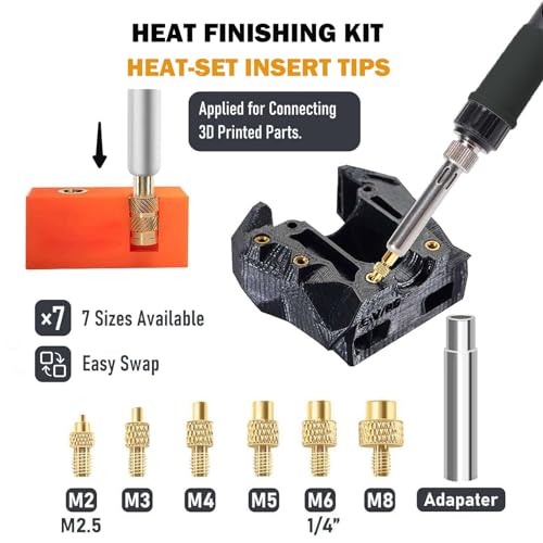 RETUXEP 21PCS 3D Printing Accessories Smoothing Tool Kit, 3D Printing Modify Finishing Tool Soldering Welding Iron Kit Heat Insert Brass Nut Kit-Smoothing Tool Kit-Set