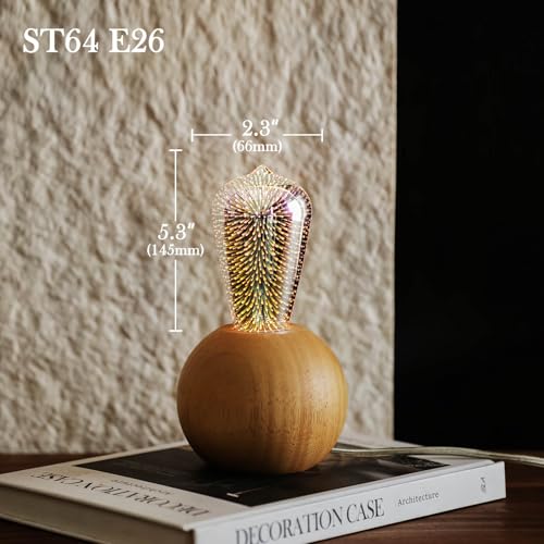 Porseme LED Light Bulb 3D Fireworks Decorative Glass ST19 Bulb, E26 Base, 4W, AC100-240V, Soft Warm Light, Romantic Decor for Home, Bedroom, Party - image 3