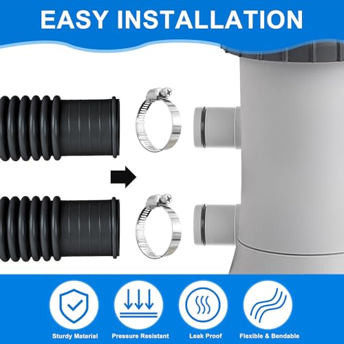 TUIBEIDAMAI Poolschlauch 32mm für Poolpumpen,2 Stück Schlauch pool 150cm mit 4 Stück Sicherungsclip Und 1 Stück schlauchverbinder, Schwimmbadschlauch 32mm,Für Filterpumpe und Schwimmbad
