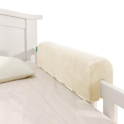 AEOCOO Bed Rail Bumpers Protector, Hospital Bed Rails Padding, Loft Beds and Bunk Beds Bumpers Protector, Premium Soft Memory Foam - Anti-Bump | Fall Prevention, Size 35.4 x 5.5 x 7.9 Inches, Beige