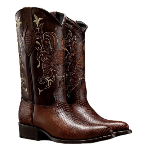 Joe Boots 913 Exotic Lizard Leather Print Classic J Toe Embroider Shaft Leather Outsole, 1.5