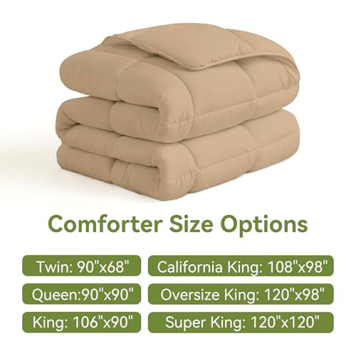 Image of L LOVSOUL Down Alternative Comforter King Size Duvet Insert,All Season Duvet Insert with Corner Tabs,Khaki Comforter King 106x90Inches