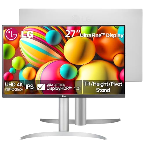 Image of LG 27 inch Ultrafine 4K UHD (3840 x 2160) IPS Computer Monitor, VESA DisplayHDR 400, 5ms, Dynamic Action Sync, Reader Mode, Flicker Safe, HDMI, DisplayPort, Tilt /Height /Pivot Adjustable, White