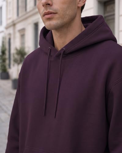 Image of NOBERO Oversized Solid Hooded Sweatshirt for Men | Oversized Hoodie for Men | Hooded Pullover | Cotton Rich Printed Hoodie 280 GSM Fleece