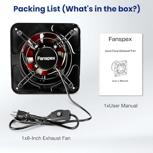 Fanspex 8 Inch Exhaust Fan For Kitchen, Wall Mount Household Ventilation Fans For Workshop Attic Garage Shed Greenhouse Barn thumb #7