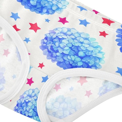 Blue Hydrangea Flowers Stars Panties Little Girl Toddler Underwear Floral Cotton Funny Undies Kids Briefs 2t4