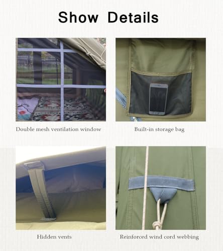 Sport Tent 4 Season Cotton Canvas Waterproof Inflatable Tent with Pump and Stove Jack Hole,4-6 Person Glamping Tent Blow Up Tent Large Air Tent Pop-Up Tents,Easy Setup Family Tent