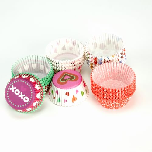 BinaryABC Heart Cupcake Liners Baking Cups,Mother Day Cake Decorations Party Supplies,Valentines Day Wedding Baking Supplies,400Pcs