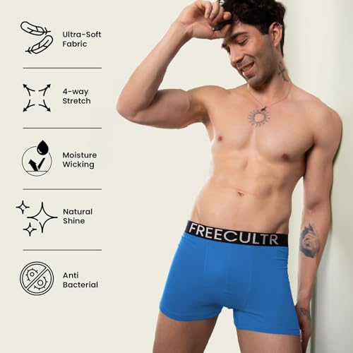 Image of Freecultr Organic Cotton Elastane Stretch Underwear for Men Breathable Comfortable Trunks Innerwear Sweat Absorbing Undergarments with Ultrasoft Waistband