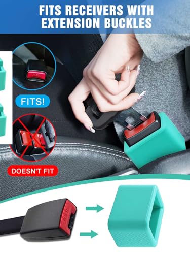 Image of 2 PCS Seat Belt Buckle Holder, Silicone Seatbelt Buckle Booster to Makes Receptacle Stand Upright for Easy Access (Mint Green)