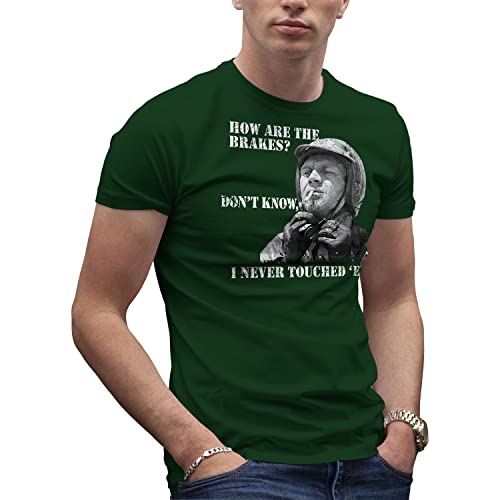 Steve McQueen Biker Motorcycle Cool Classic Retro How are Your Brakes T-Shirt Vert Militaire pour Homme Size XXL