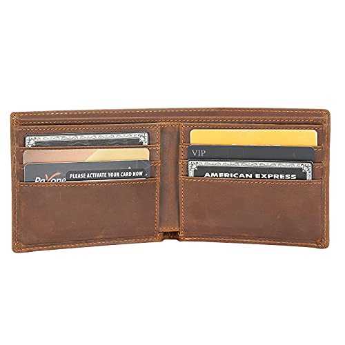 POLARE ORIGINAL Men's RFID Blocking Vintage Italian Genuine Leather Slim Bifold Wallet Handmade