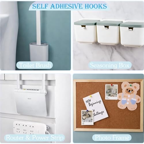 Image of Transparent Adhesive Wall Hooks (5 Pairs / 10 Hooks) | Heavy Duty No Drilling Self Adhesive Hooks | Waterproof & Reusable Clear Hooks for Bathroom, Kitchen, Photo Frames & Home