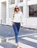 Zeagoo White Button Down Shirt Women Collared Shirt Long Sleeve Dress Shirt