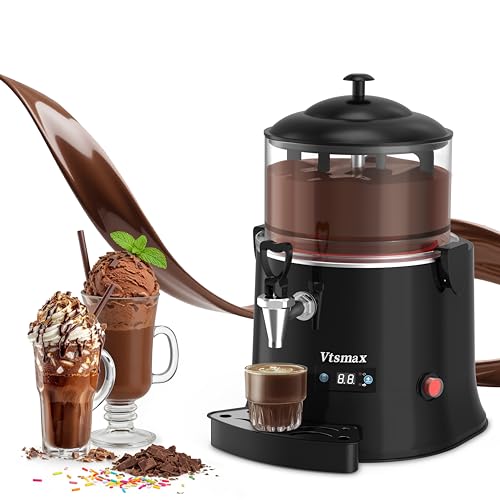 Vtsmax 5L/1.3Gal Commercial Hot Chocolate Machine Hot Drink Dispenser, 86-194°F Intelligent Temperature Control Hot Beverage Maker for Chocolate, Cocoa, Milk, Coffee, Juice, Black