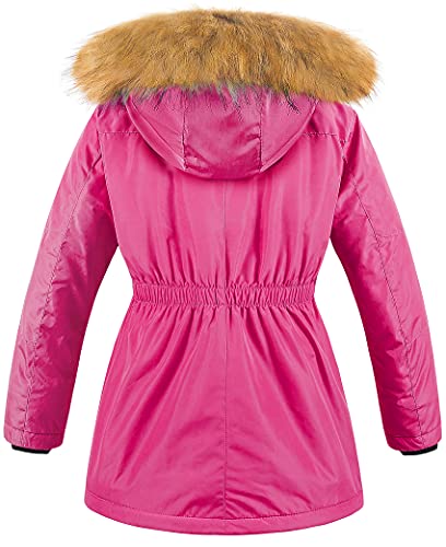 Image of CREATMO US Girl's Long Winter Warm Parka Sherpa Trimmed Collar Puffer Ski Jacket Coat