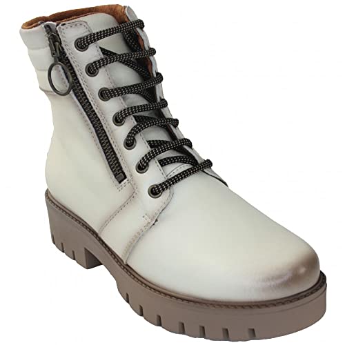 Bottines en cuir blanc cassé Giorda 26871 pointure 35 avec fermeture éclair arrière