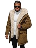 OZONEE Herren Winterjacke Jacke Winter Farbvarianten Warm Bomberjacke Steppjacke Wintermantel Kunstfell Leichte Outdoor Puffer Jacket Gepolstert JS/22M317Z/84 CAMEL M/50