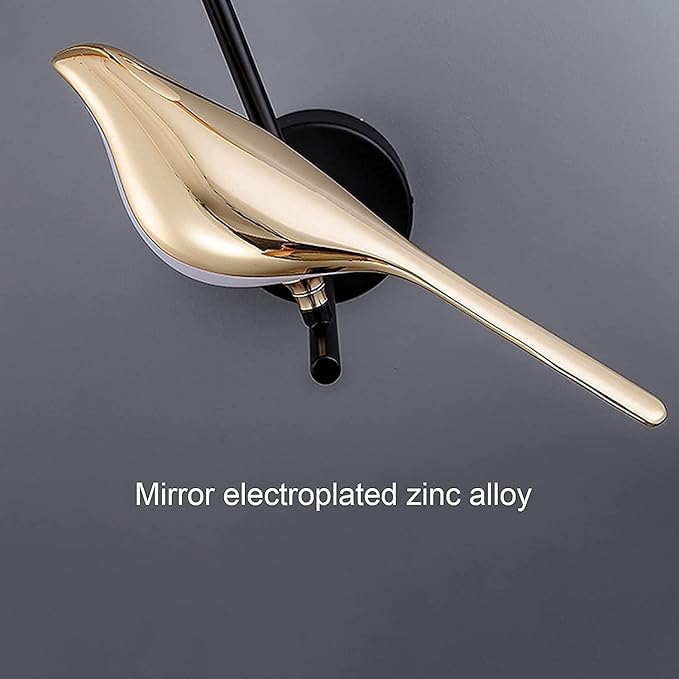 Image of Nordic Golden Metal Double Bird Led Wall Light and Wall Lamp for- Home Wall, Kitchen, Wall Sconces Light, Bedside, Bedroom, Living Room, Office, Indoor, Diwali Wall Lighting
