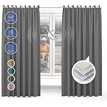 Arrowzoom 1 Soundproof Curtain PRO Draperies Room Darkening Blackout Window 3 Layers Reflective Acoustic Music Noise Control Sound Barrier Dampening Thermal Loss up to 25% Gray 79x79in AZ1251