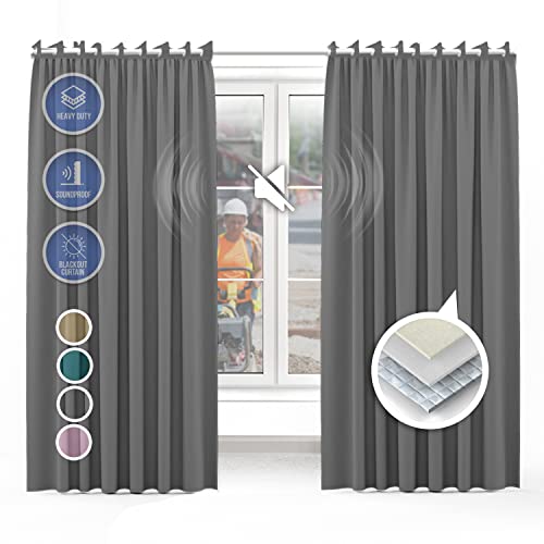 Arrowzoom 1 Cortina insonorizada Pro Draperies Room Darking Blackout Ventana 3 Capas Música acústica Reflexión Control de Ruido Barrera de Sonido Pérdida térmica de hasta un 25% Gris 2x2m SD1251 Cover