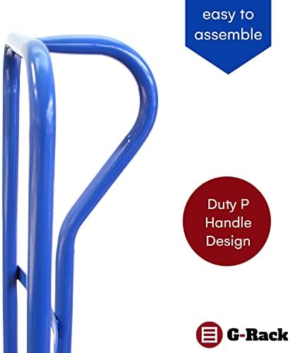 G-Rack P-Handle Sack Truck - High Back Steel Sack Barrow with Anti Puncture Tyres - 35 x 40 x 130 cm - Heavy Duty Trolley for Lifting, Delivery, Moving - Hand Truck, Blue with 325kg Load Capacity