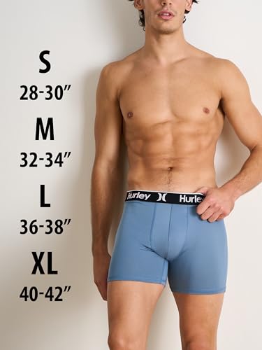 Hurley Pacote com 5 cuecas boxer masculinas elásticas, combo obsidiana