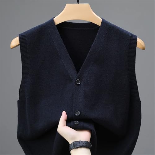 Men's Sweaters Vests Classic Single Breasted Sleeveless Knitted Cardigan Work Waistcoat4